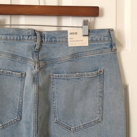 Agolde Riley Bitter High Rise Straight Leg Cropped Button Fly Jeans 32 - Picture 12 of 16